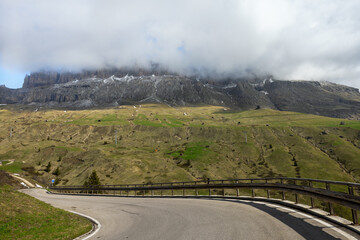 road in dolomite alps italy