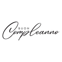 Testo Buon compleanno. Colore nero su fondo bianco, ideale per poster, inviti, banner. Tanti auguri. Cartolina decorativa, in lingua italiana. Semplice, allegro, divertente.