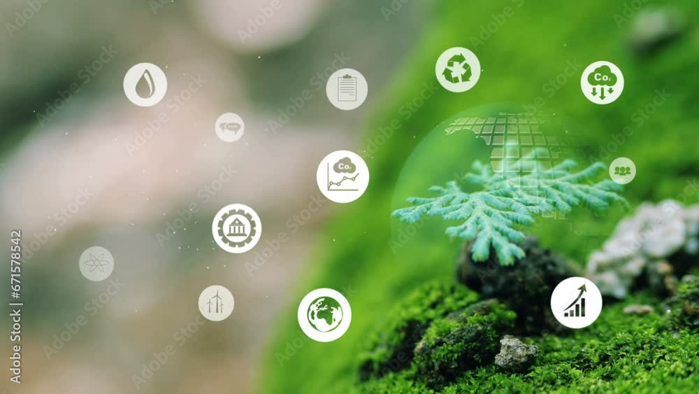 Wall mural environmental technology concept. sustainable esg modernization development by using technology of r