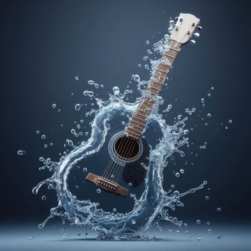 Guitar and water splash background for social media