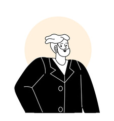Minimalist user avatar concept. Man in suit. Fashion, trend and style. UI and UX design for mobile app. Graphic element for website. Linear flat vector illustration isolated on white background