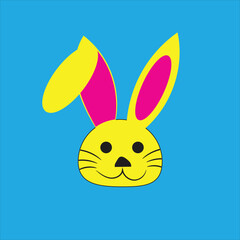 Cute rabbit cartoon on color background