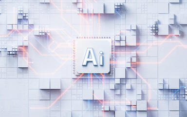 AI with artificial intelligence concept background, 3d rendering.