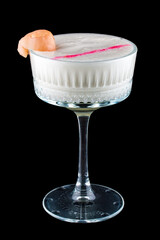 A deliciously cocktail with different fillings. Isolated on a dark background