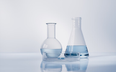 Chemical instruments with biotechnology concept, 3d rendering.