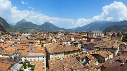 top view of the rooftops of the city of Riva del Garda