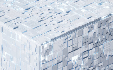 White cube circuit board, 3d rendering. - obrazy, fototapety, plakaty