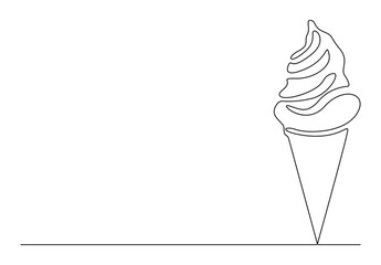 Single continuous one line drawing of an ice cream. Ice cream fast food in one line style vector illustration. Pro vector. 