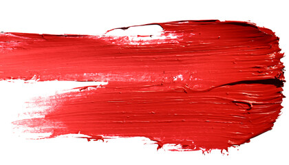 A blob of red paint on a white background.