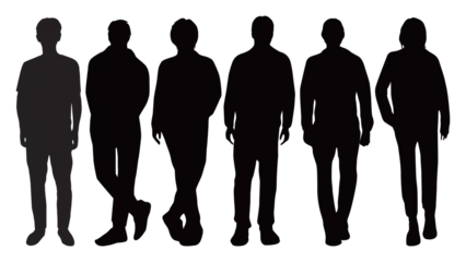 Fotobehang 6人の男性が横に並ぶシルエット_ベクター © smile
