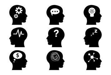 Illustration of Man head mind thinking vector icon set