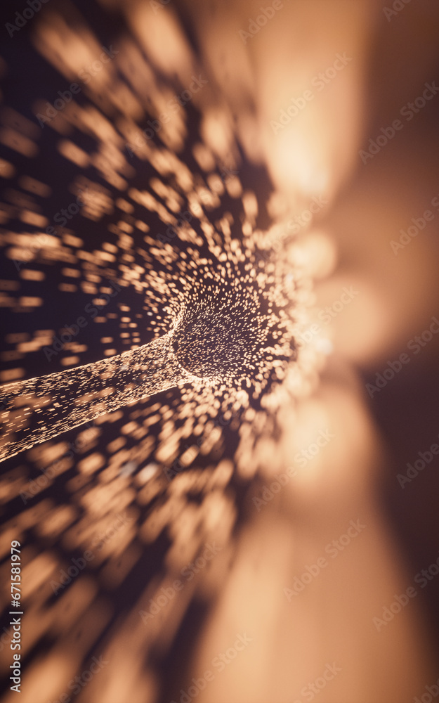 Sticker Flowing digital particles background, 3d rendering.