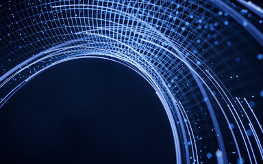 Flowing digital lines with cyberspace background, 3d rendering.