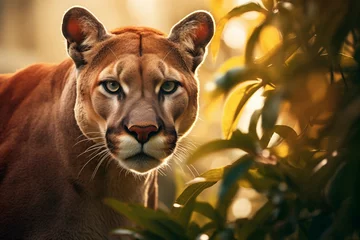  Puma na floresta tropical sobre a iluminação do sol - Papel de parede © vitor