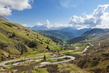 Fototapeta na wymiar Passo Gardena in the Dolomites of Italy
