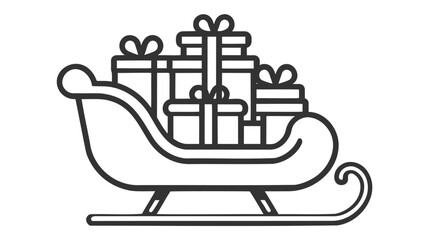 Vector icon depicting a sleigh filled with wrapped gifts