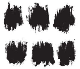 Ink abstract black color vector brush stroke collection