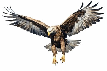 A white-background illustration of an isolated eagle. Generative AI