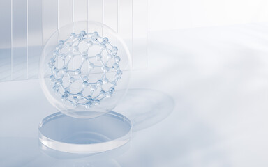 Molecule with biology and chemical concept, 3d rendering.