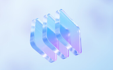 Transparent glass with gradient colors, 3d rendering.