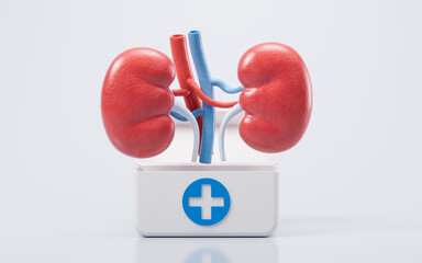 Kidney with biology and health care concept, 3d rendering.