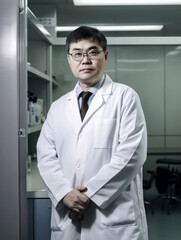 Portrait of a chinese scientist, doctor in a laboratory 