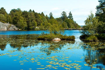 Blauer See an einem sonnigen Tag