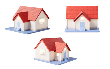 3D cartoon house, residence house, 3d rendering.