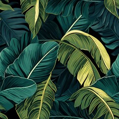 Lush Banana Leaves Tropical Pattern