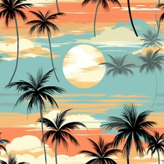 Palm Leaf Sunset Oasis Pattern