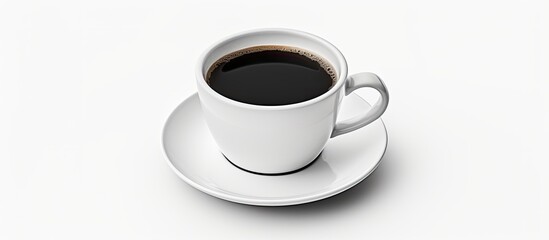 Isolated white cup with black coffee on white background