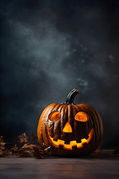 a carved pumpkin with a light inside