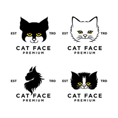 Cat face head logo icon design illustration