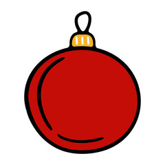 Obraz premium Red Christmas ball. Decoration, decorate, new year, eve, december 25, winter, holiday atmosphere, celebrate, family celebration, traditions. Colorful icon