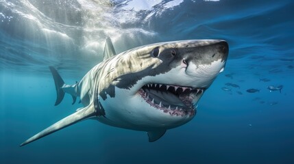 Fototapeta premium Great white shark,carcharodon carcharias, swimming,south australia 