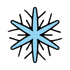 Six pointed blue snowflake. Decoration, decorate, christmas, new year, eve, december 25, winter, holiday atmosphere, celebrate, family celebration, traditions. Colorful icon