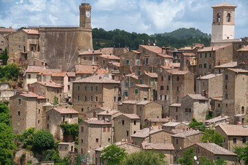 Sorano, historic town in Grosseto province, Tuscany - obrazy, fototapety, plakaty
