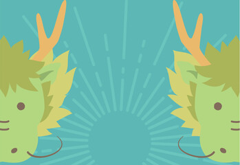 かわいい辰年の年賀状テンプレート（文字なし）