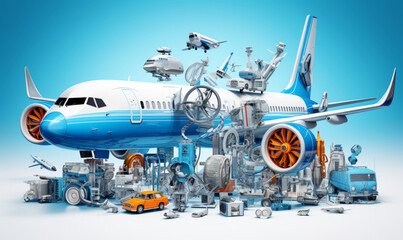 3D illustration of an airplane 
