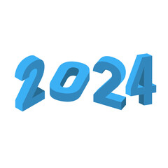 New Year 2024 Isometric text
