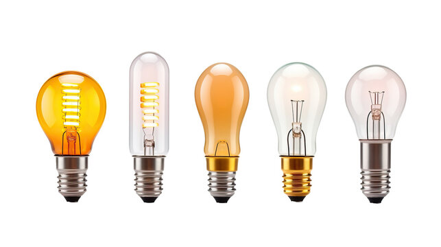 Collection Of Fluorescent Bulbs On Transparent Background