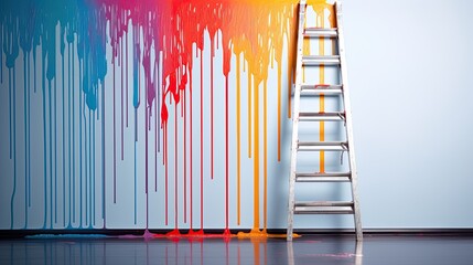 Paint dripping down ladder
