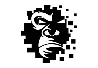 angry, animal, ape, boss, bow tie, cigar, cigarette, club, fitness, gaming, gorilla, gorilla head, gym, icon, illustration, King Kong, logo, mascot, monkey, muscle, pipe, power, silverback, smoke, © meer