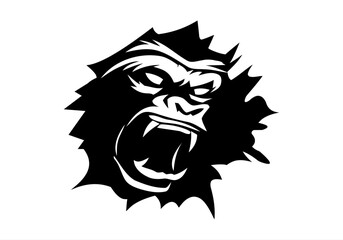 angry, animal, ape, boss, bow tie, cigar, cigarette, club, fitness, gaming, gorilla, gorilla head, gym, icon, illustration, King Kong, logo, mascot, monkey, muscle, pipe, power, silverback, smoke,