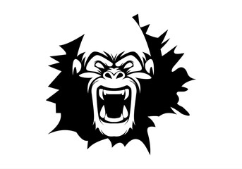 angry, animal, ape, boss, bow tie, cigar, cigarette, club, fitness, gaming, gorilla, gorilla head, gym, icon, illustration, King Kong, logo, mascot, monkey, muscle, pipe, power, silverback, smoke,