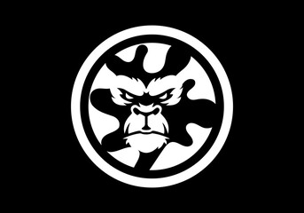 angry, animal, ape, boss, bow tie, cigar, cigarette, club, fitness, gaming, gorilla, gorilla head, gym, icon, illustration, King Kong, logo, mascot, monkey, muscle, pipe, power, silverback, smoke,