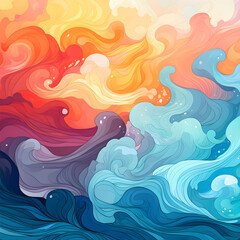 illustration of colorful waves, seamless, pattern, abstract background