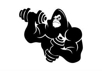 angry, animal, ape, boss, bow tie, cigar, cigarette, club, fitness, gaming, gorilla, gorilla head, gym, icon, illustration, King Kong, logo, mascot, monkey, muscle, pipe, power, silverback, smoke, © meer