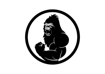 angry, animal, ape, boss, bow tie, cigar, cigarette, club, fitness, gaming, gorilla, gorilla head, gym, icon, illustration, King Kong, logo, mascot, monkey, muscle, pipe, power, silverback, smoke,