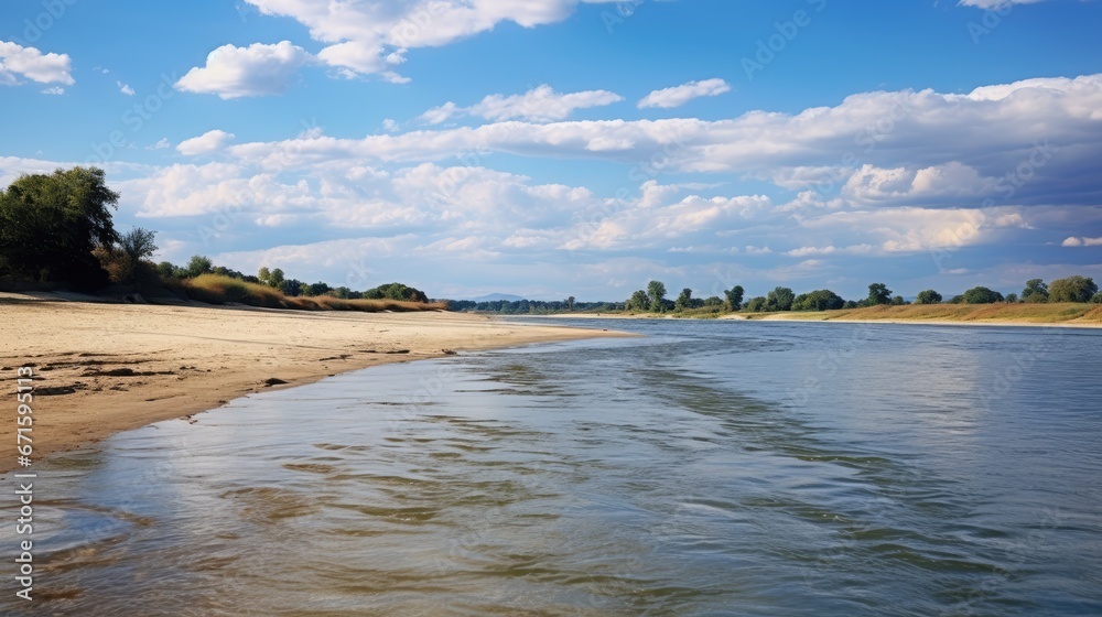 Wall mural sandbars in river of lower zambezi area in Zambia, Africa
